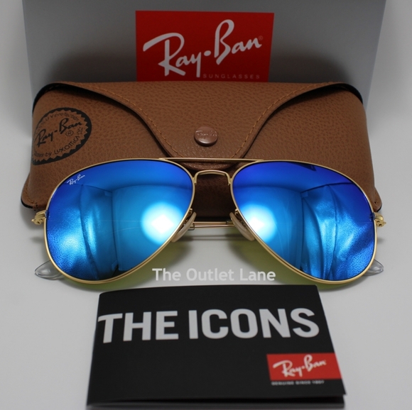 Model Display RayBan Aviator Blue Mirror RB3025 Reflective - Picture 4 of 16